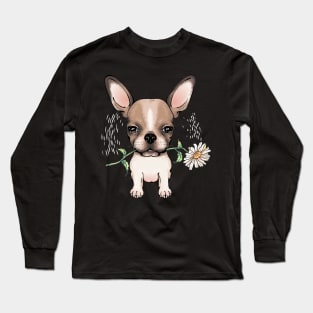 Cute chihuahua with flower T-Shirt Long Sleeve T-Shirt